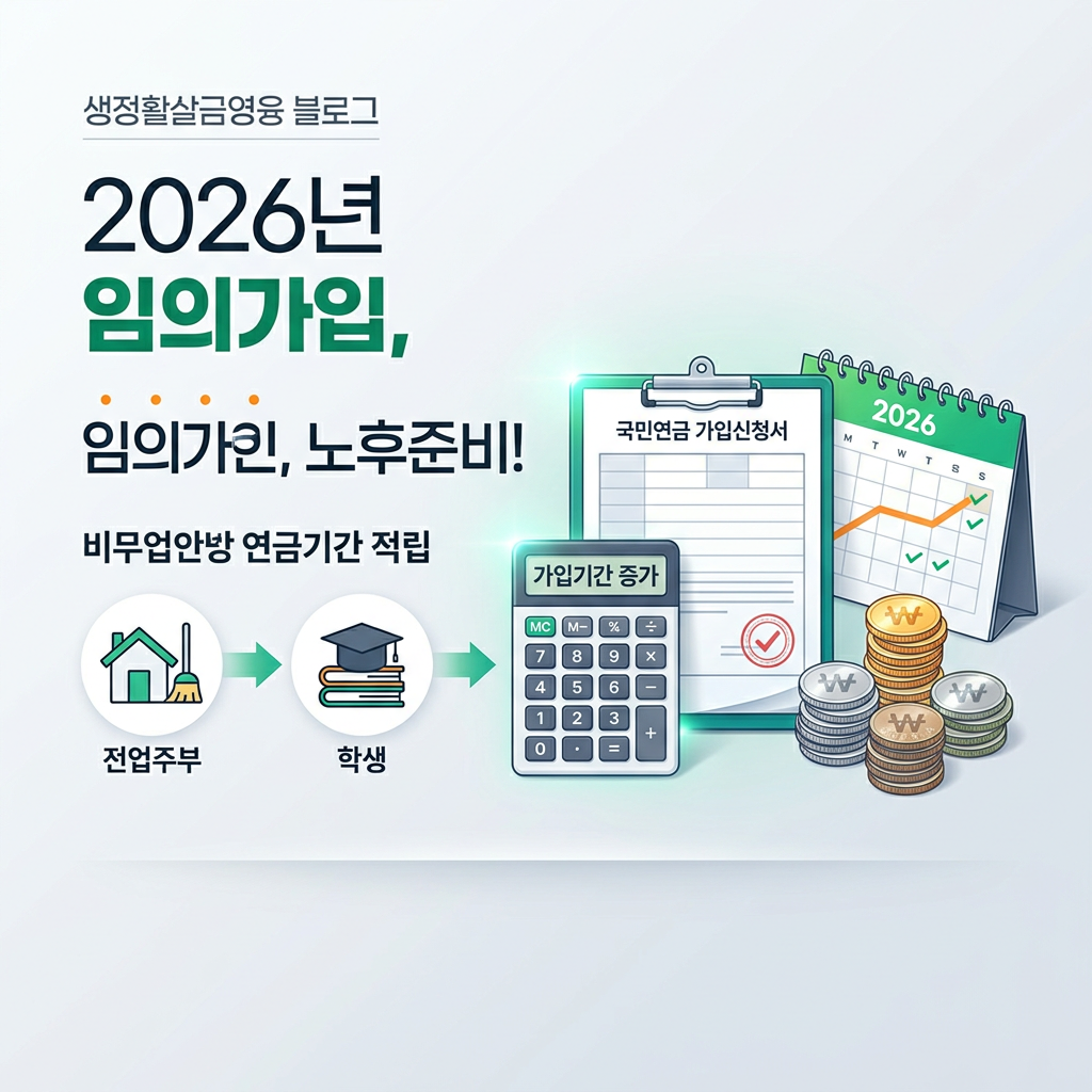 국민연금 임의가입 2026｜전업주부·학생 가입조건·보험료 얼마?