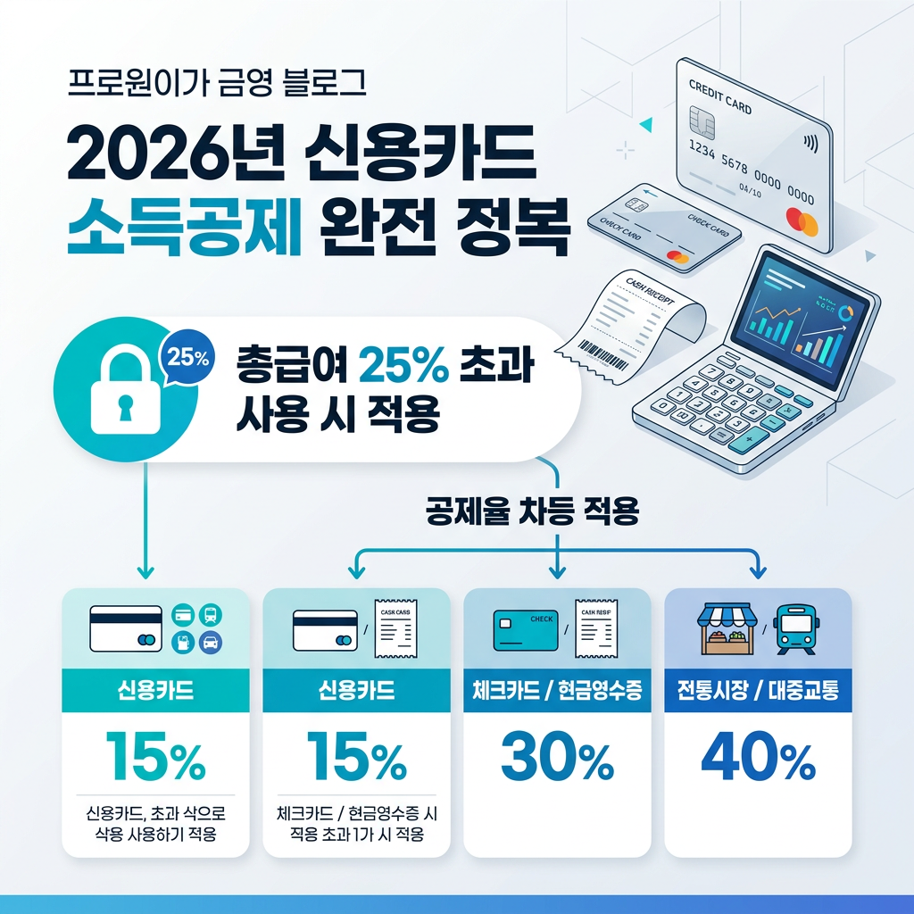 신용카드 소득공제 2026|25% 기준·체크카드 30%·공제한도