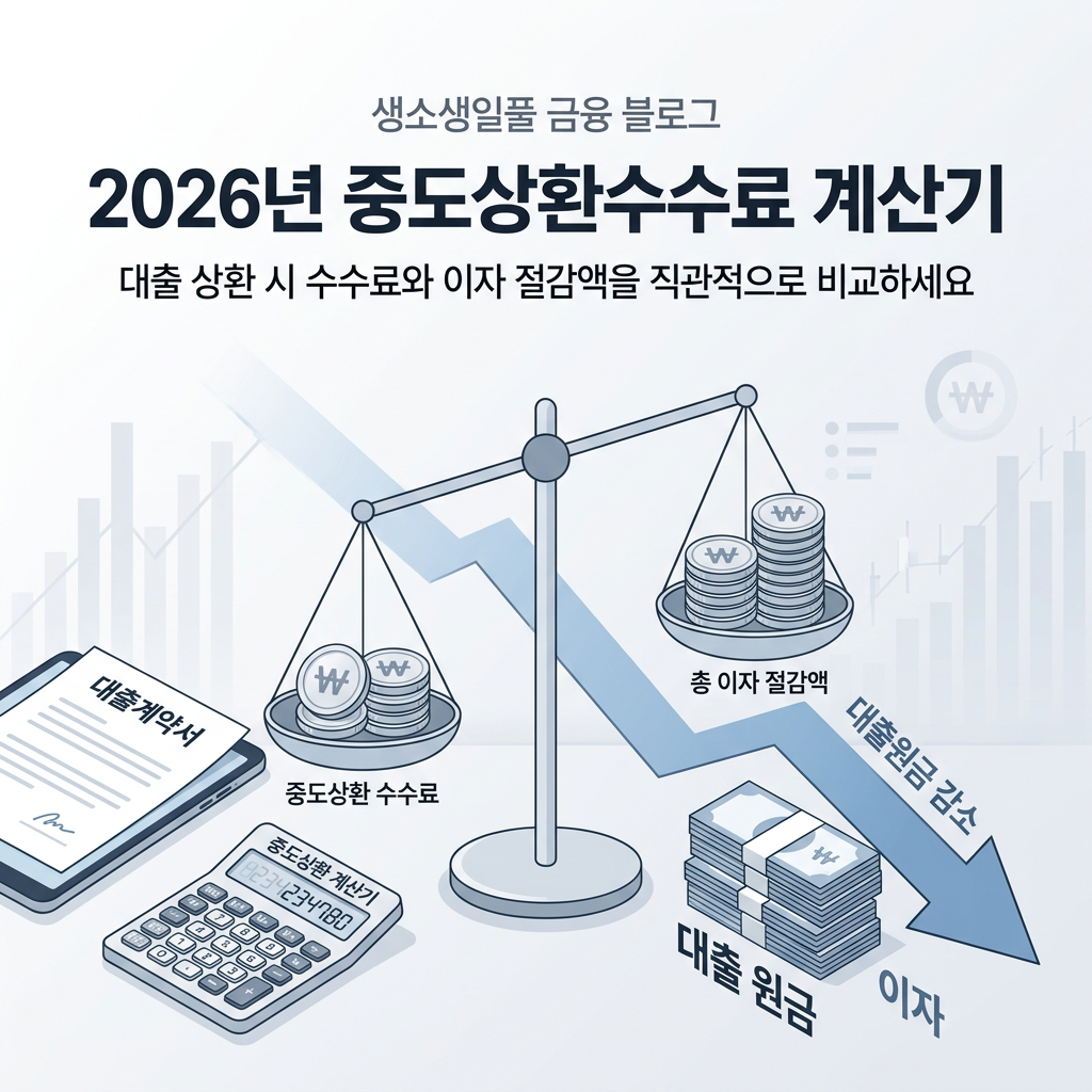 중도상환수수료 계산기 2026 대출 조기상환 수수료 이자 절감 비교