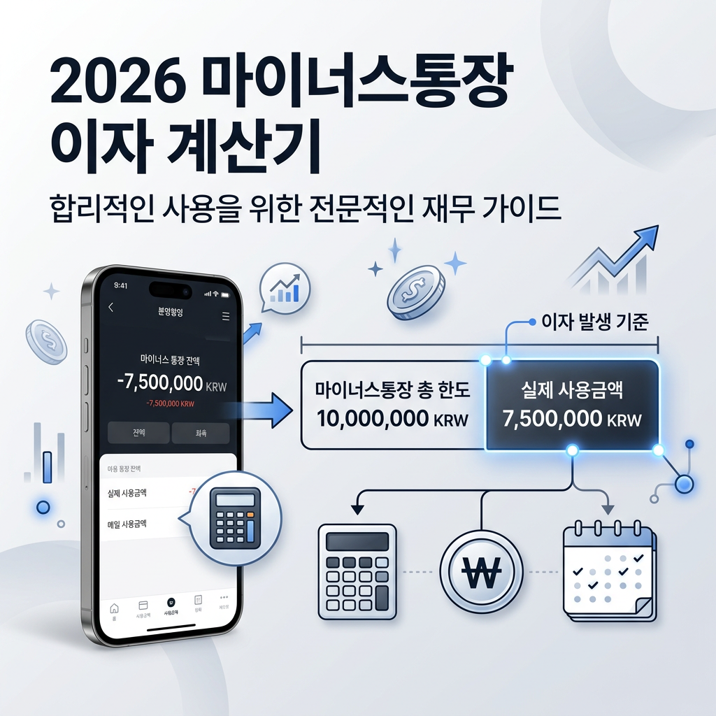 마이너스통장 이자 계산기 2026 사용금액 하루 한달 이자 계산