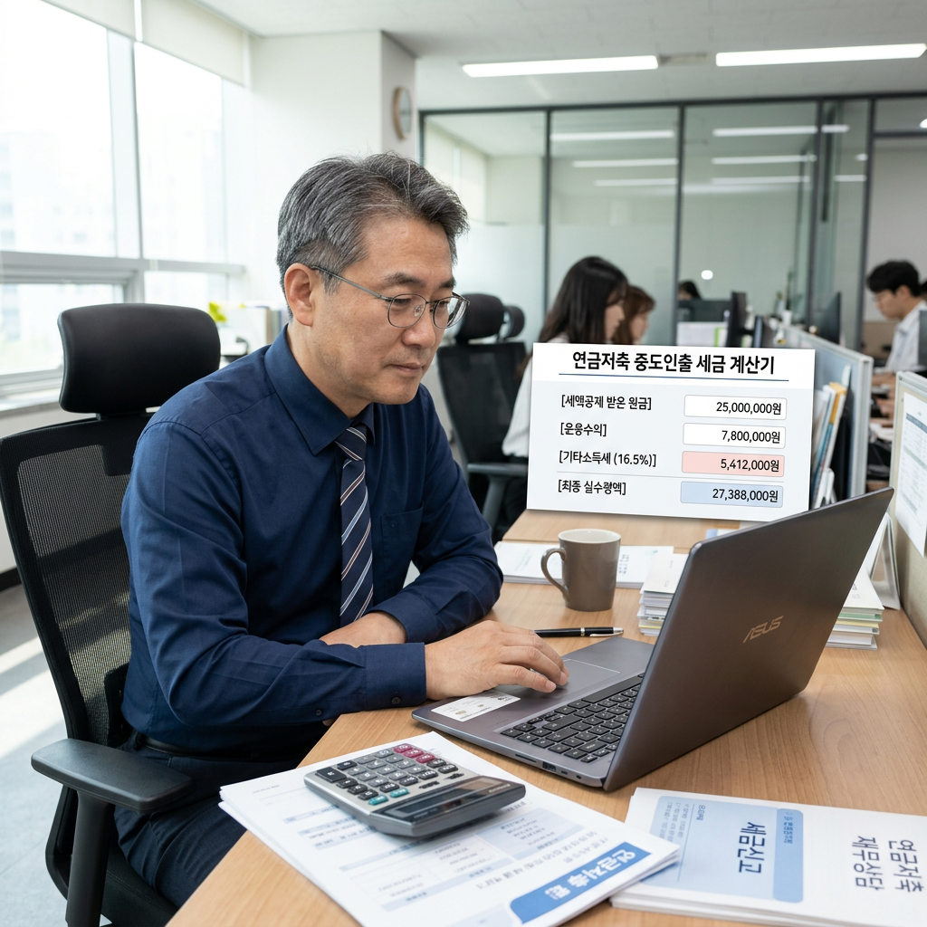 연금저축 중도인출 세금 계산기 2026｜세액공제 원금·수익 16.5% 자동계산